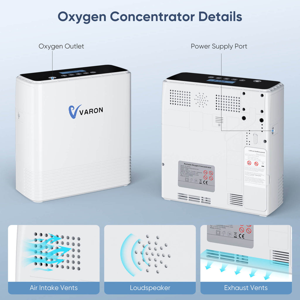 Portable Continuous Flow O2 concentrator Varon 1-6L/min NT-06 with 2 h ...