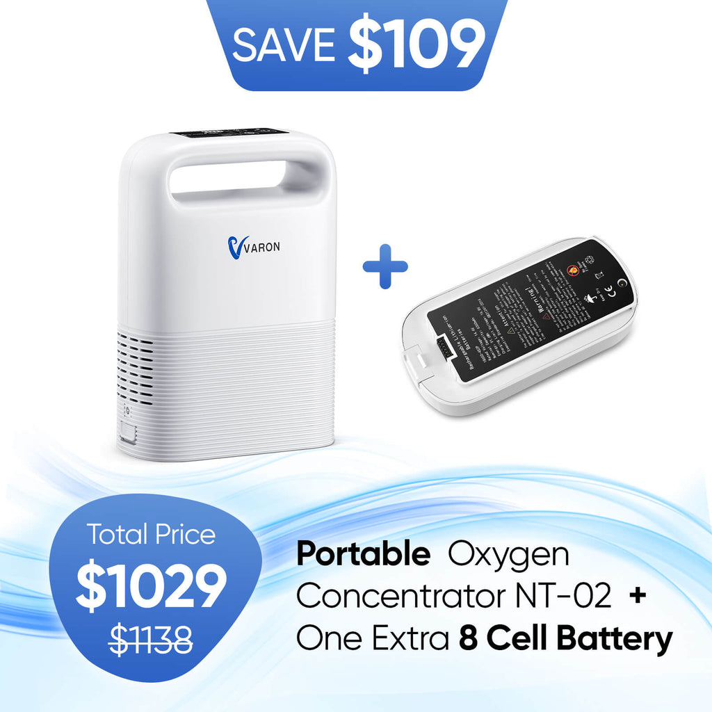 O2 Conc Portable 1-5L Portable Oxygen Concentrator NT-02+An Extra 8 Cell/ 16 Cell Batte ...