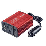 150W Car Power Inverter DC 12V to 110V/220V AC Car Converter with 3.1A Dual USB Car Adapter-Red