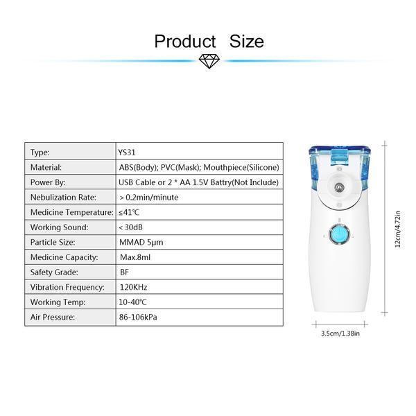 Handheld Personal Steam Inhaler for Asthma COPD Steam Vaporizer USB Rechargeable-Health Care > Respiratory Care-OXYGENSOLVE