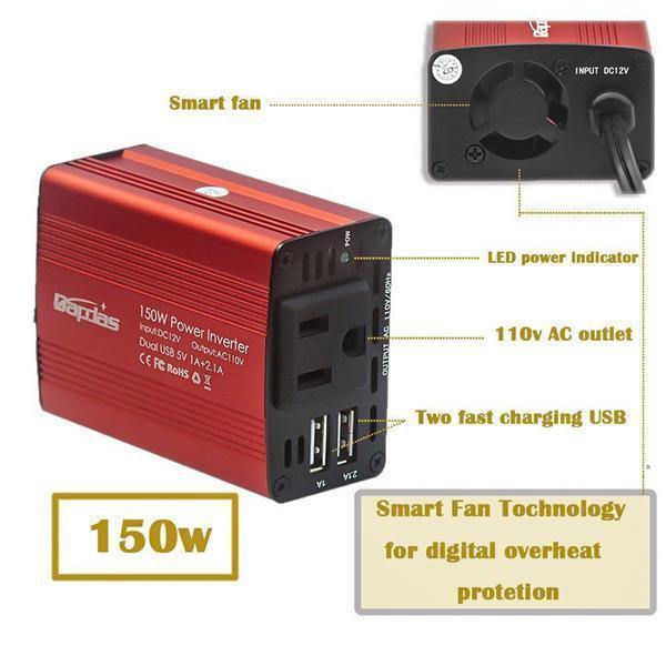 Chargeur voiture 12V-220V - 150W (E-Twow) - Swiss Distribution